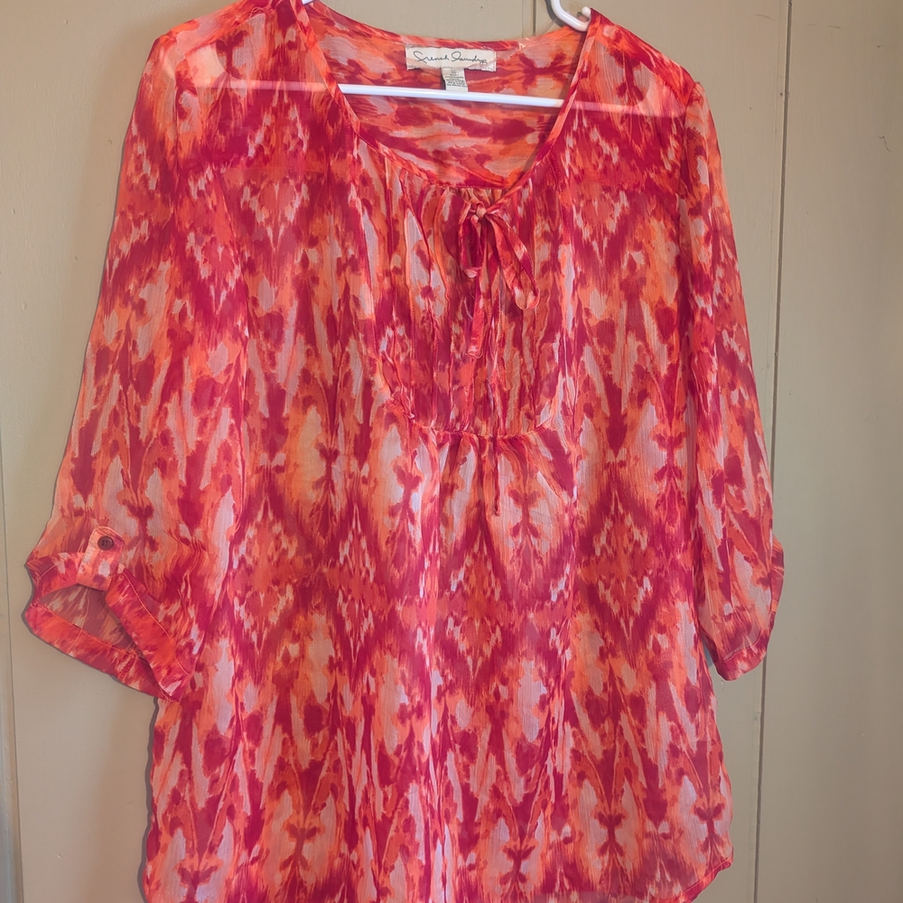French Laundry Vibrant Red and Orange Blouse
